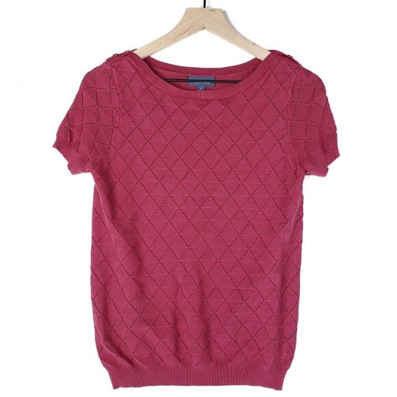 Modcloth Enhanced Experience Short Sleeve Textured‎ Sweater S Mauve Top - Picture 1 of 8